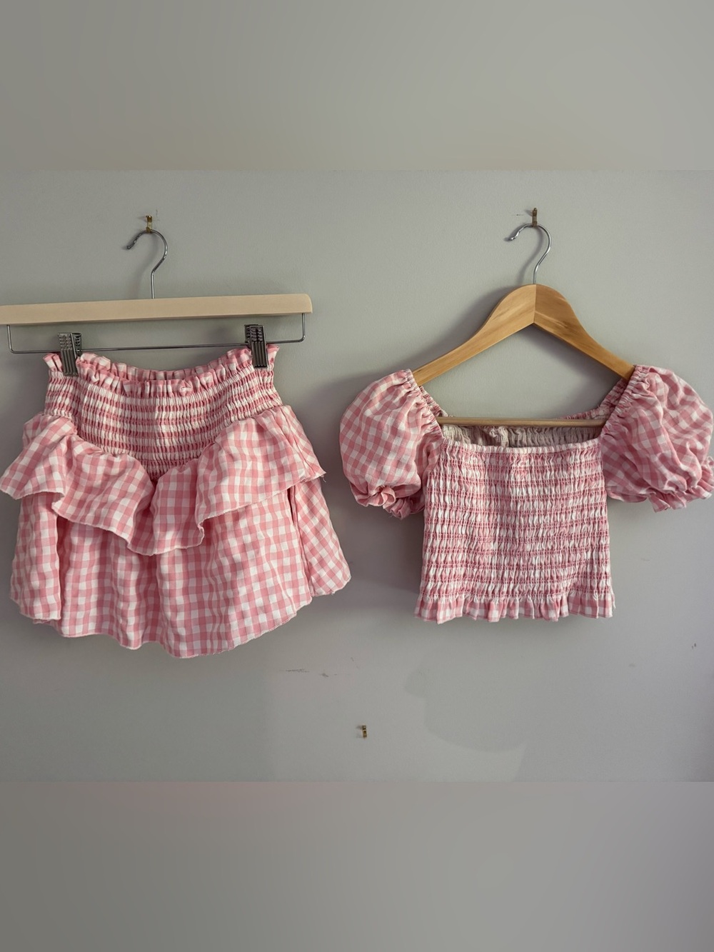 Katie J NYC Pink Gingham Smocked Two-Piece Set